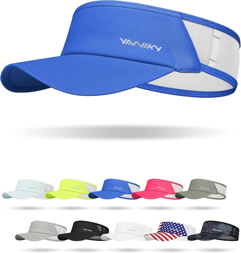 YANIKY Sports Sun Visor Hats for Women Men Lightweight Breathable Cooling Stretchy Visors Foldable UPF 50+ for Running Tennis Golf - Image 1